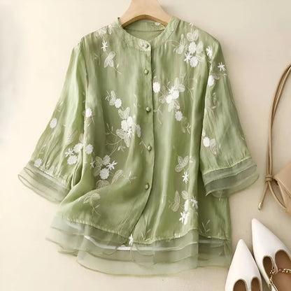 Jade | Top de algodón bordado con flores