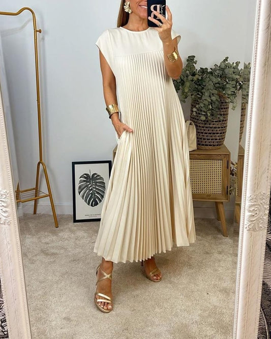 Sorrel - Vestido Maxi Elegante Plisado con Empalmes