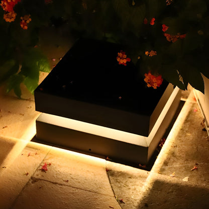 Luz de poste LED solar exterior negra moderna