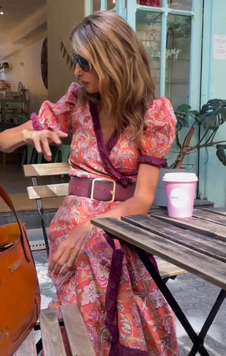 Hailey - Vestido Maxi Elegante Rosa de Manga Corta