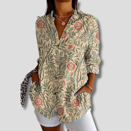 Camisa de manga larga floral con botones Tatiana