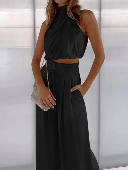 Conjunto femenino con pantalones de pierna ancha | Elegancia estilizada para ocasiones especiales