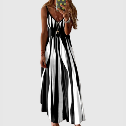 Ariella - Vestido Maxi a Rayas Chic sin Mangas