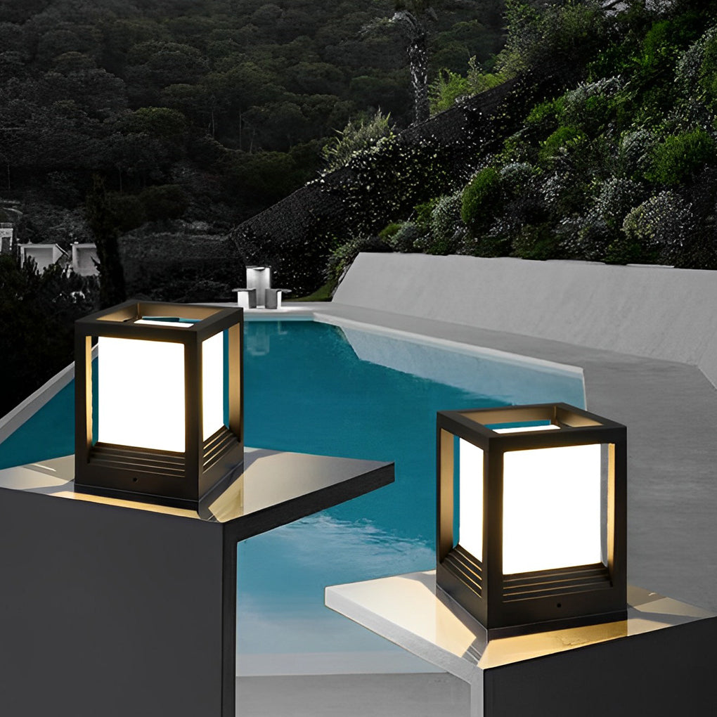 Linterna LED solar para exteriores de aluminio negro