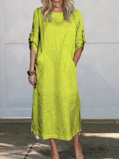 Ruth | Vestido Midi Elegante de Bolsillo