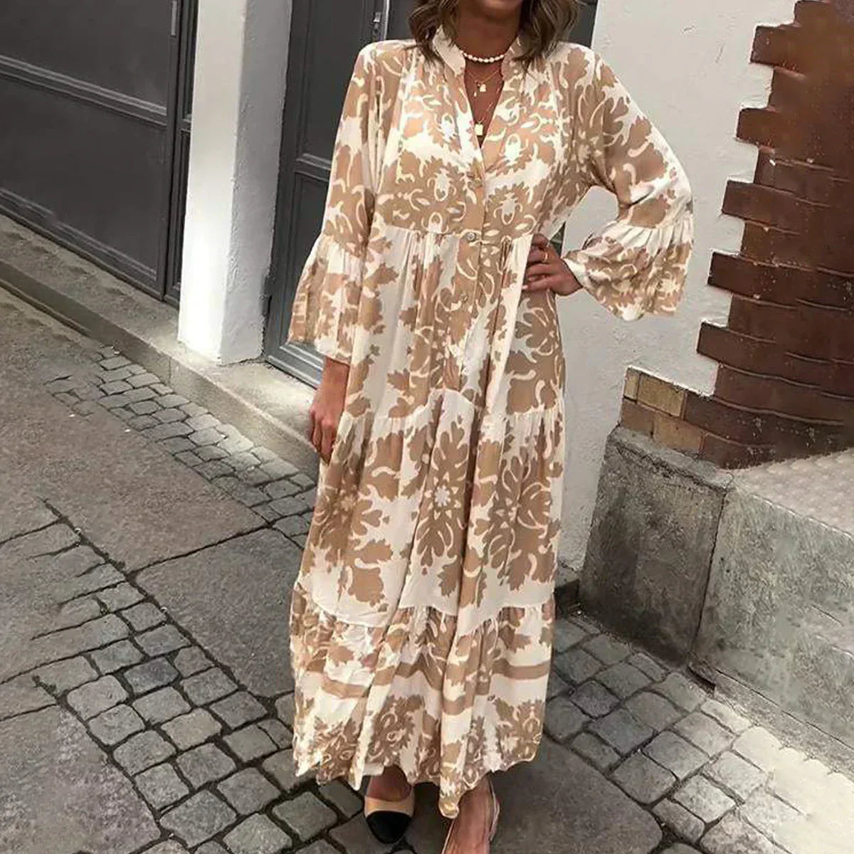 Avielle - Vestido Maxi Bohemio Estampado a la Moda
