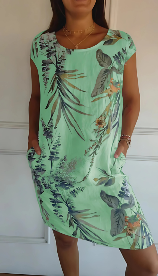Iris - Vestido informal suelto hasta la rodilla con estampado