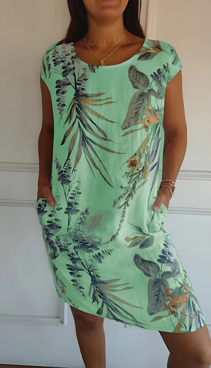 Iris - Vestido informal suelto hasta la rodilla con estampado