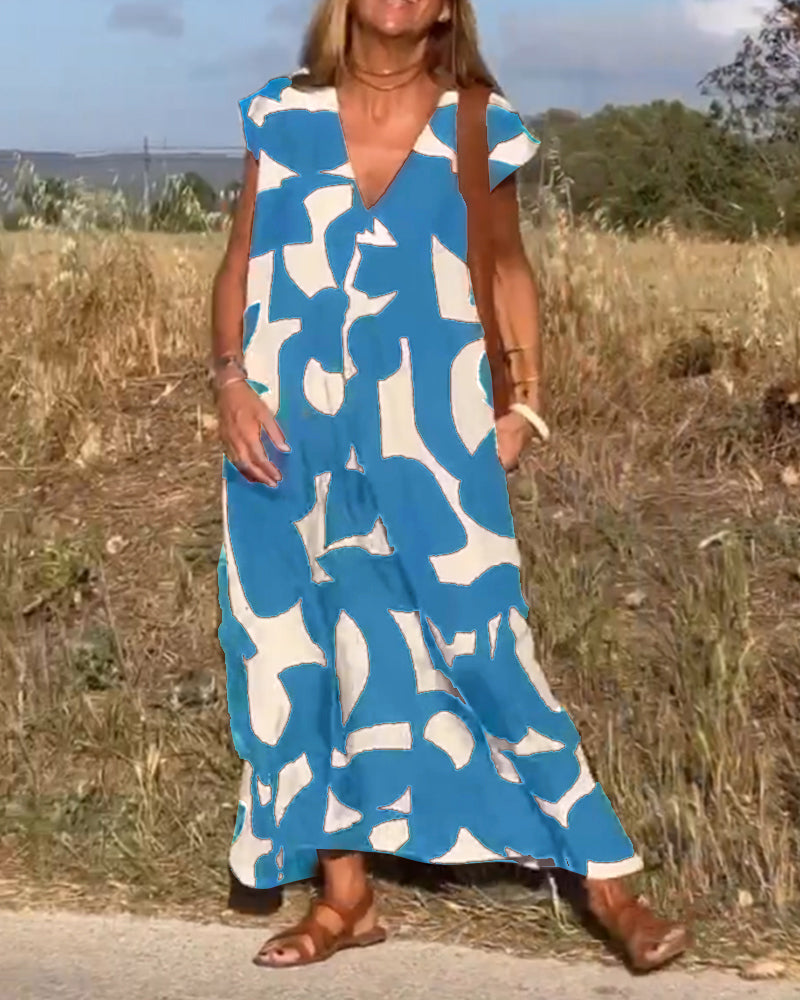 Elowen - Vestido sin mangas con estampado geométrico irregular