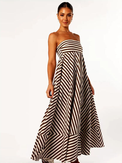 Damaris - Vestido maxi cómodo y elegante con fruncidos