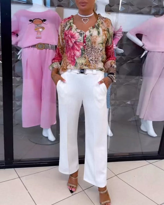 Elsie | Blusa floral con escote en V