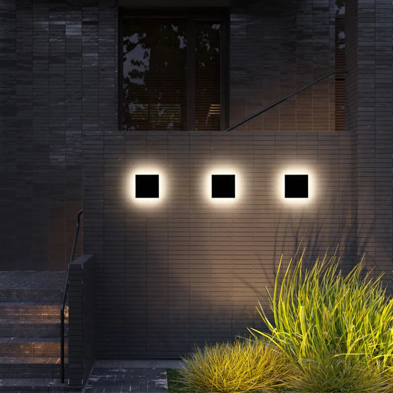 Lámpara de pared moderna negra exterior LED