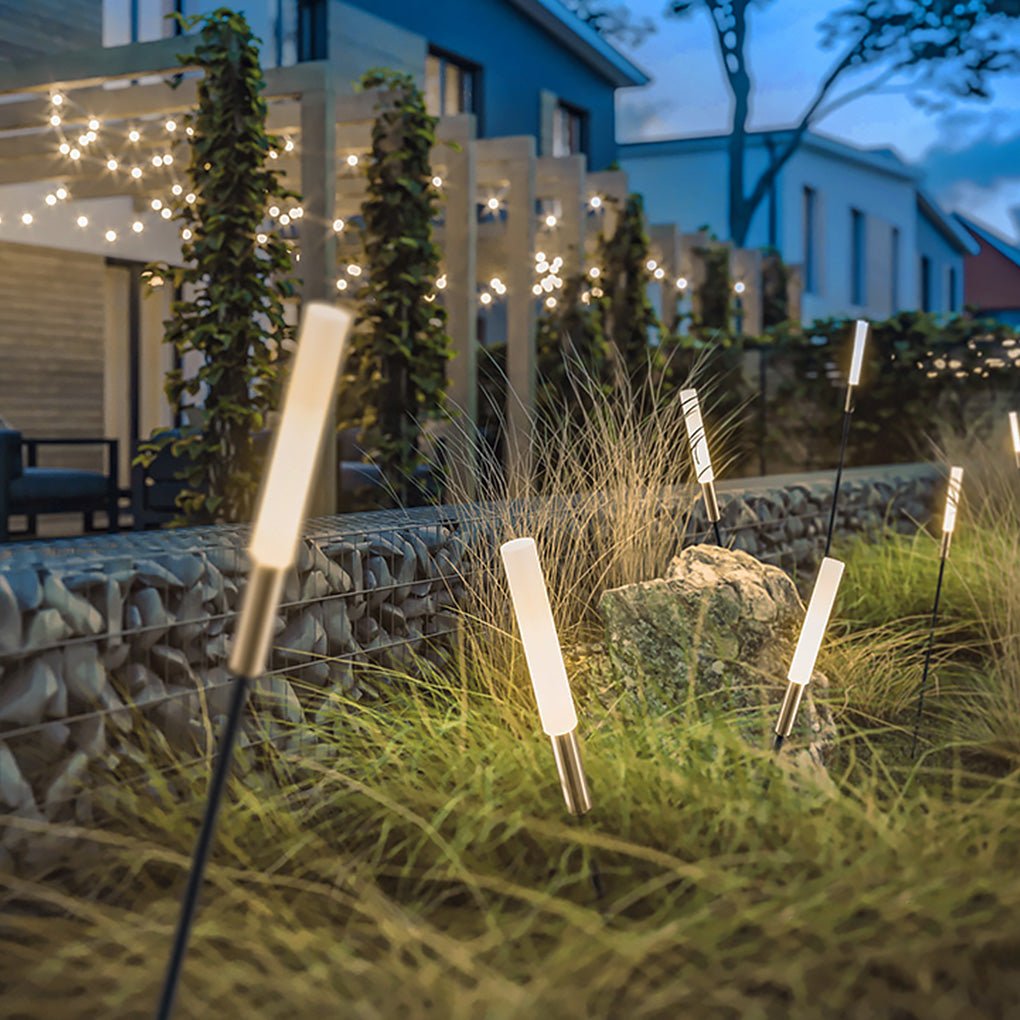 Luces Solares de Jardín Modernas con Estacas de Acero Inoxidable