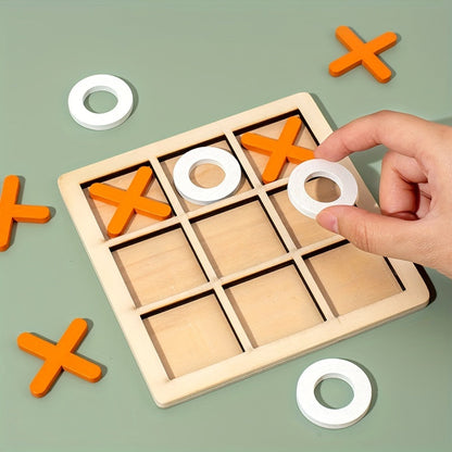 Juego de rompecabezas de tres en raya de madera para niños