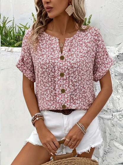 Danica | Blusa de Impresión Floral Rosa