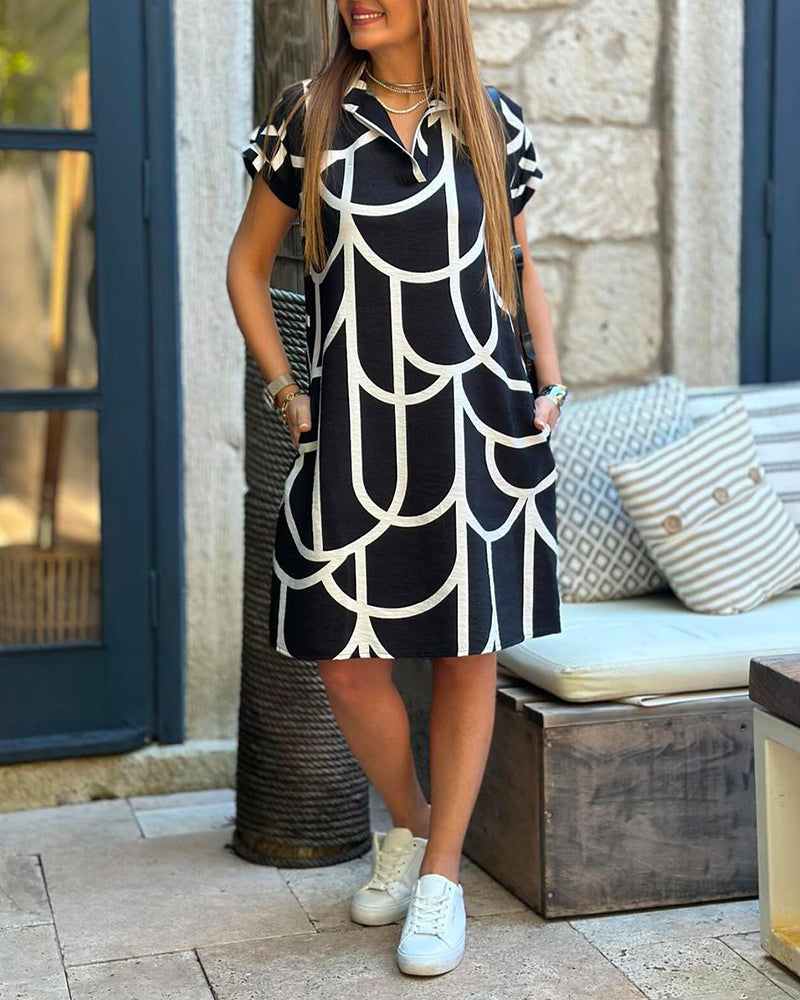 Lydia | Vestido tipo polo con estampado geométrico
