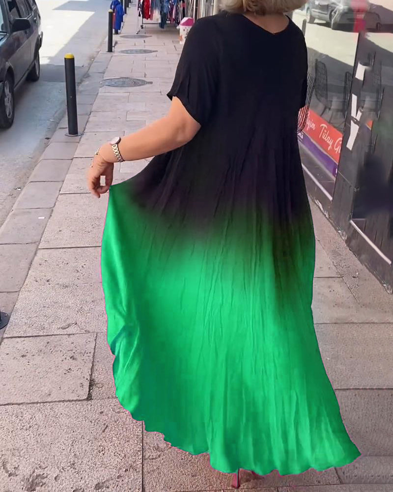 Joan - Vestido Maxi Fluido con Degradado de Verano