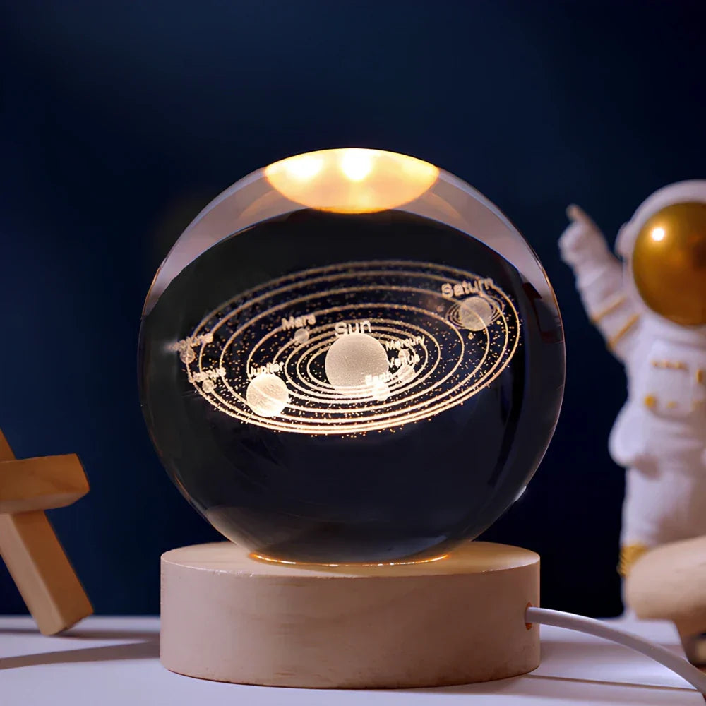 Luz nocturna LED con esfera de cristal 3D