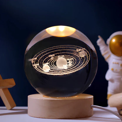 Luz nocturna LED con esfera de cristal 3D