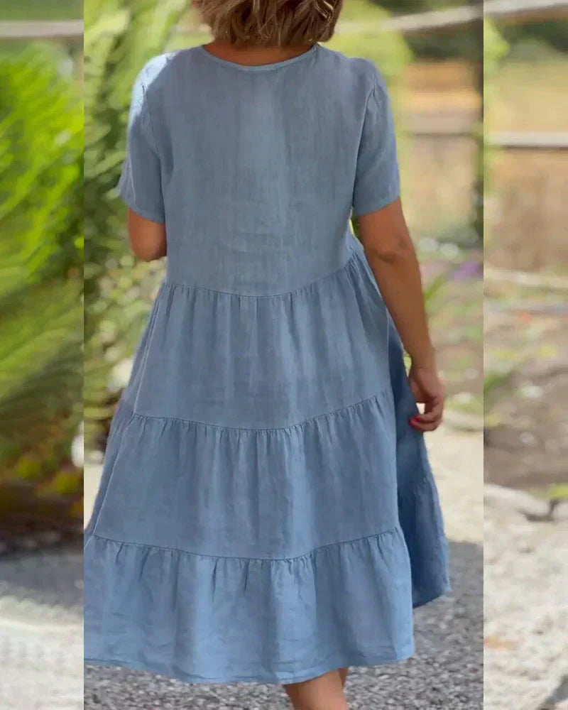 Vestido de verano casual con escote en V de Bretaña