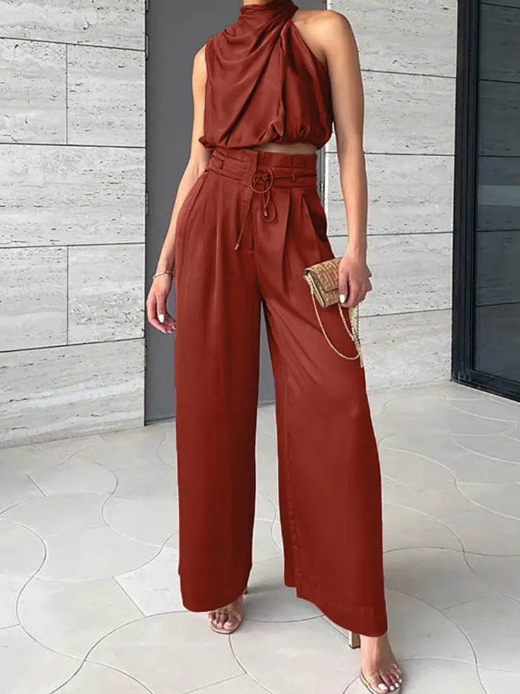 Conjunto femenino con pantalones de pierna ancha | Elegancia estilizada para ocasiones especiales