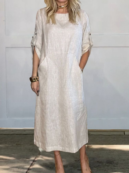 Ruth | Vestido Midi Elegante de Bolsillo