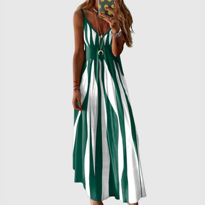 Ariella - Vestido Maxi a Rayas Chic sin Mangas