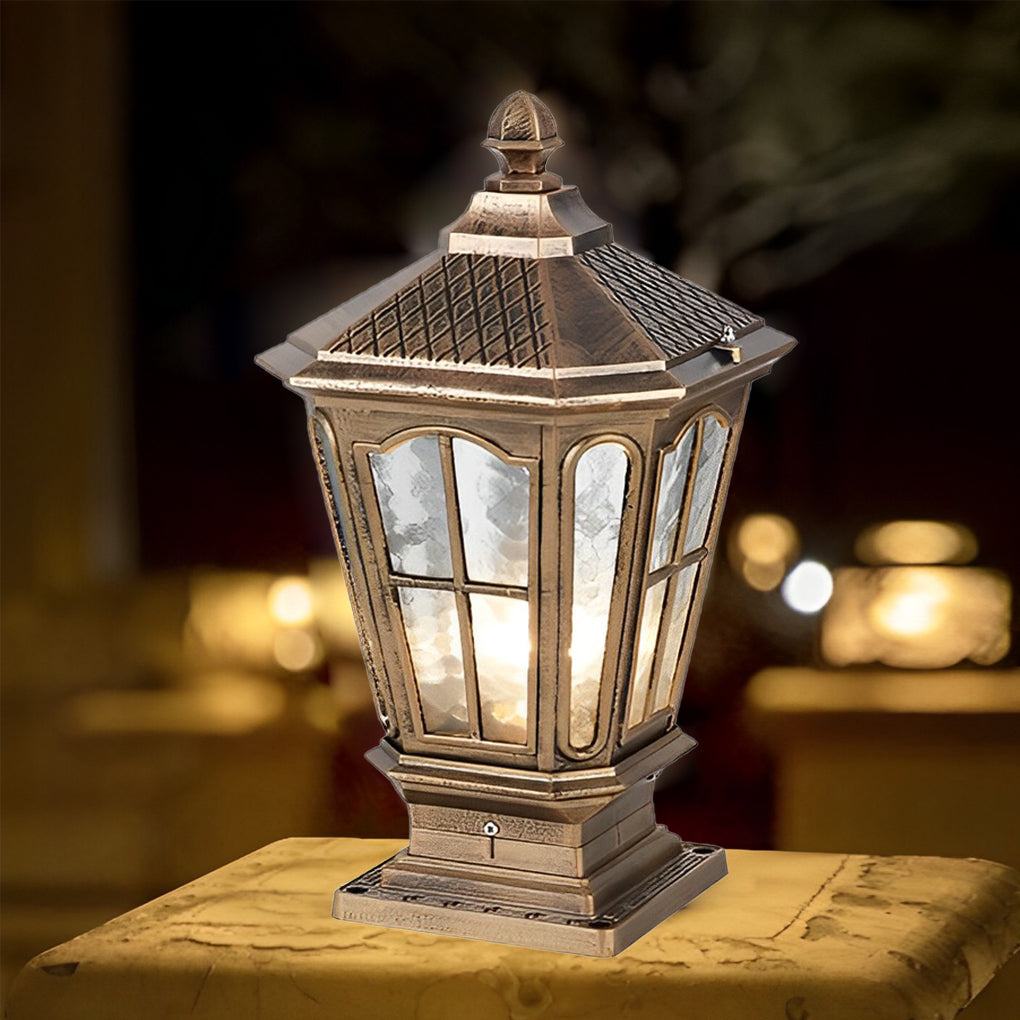 Luz de Poste de Jardín Negra LED Solar para Exterior
