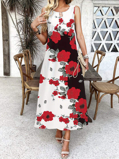 Indigo - Vestido Maxi Floral Boho Chic con Escote en V