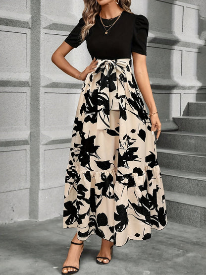 Briony - Vestido floral de cintura alta con dobladillo con volantes