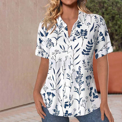 Blusa casual Rebecca con estampado de hojas