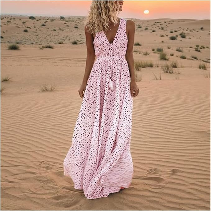 Ismena - Vestido Maxi Bohemio con Lunares