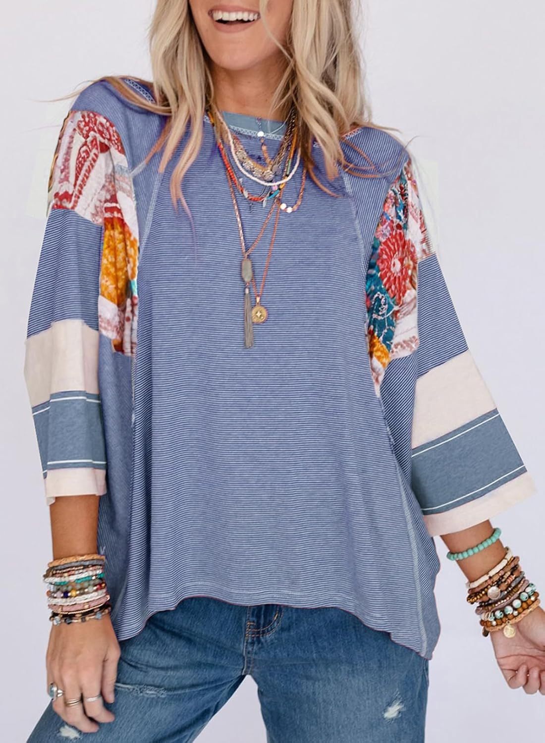Lizzy | Blusa a righe con toppe 