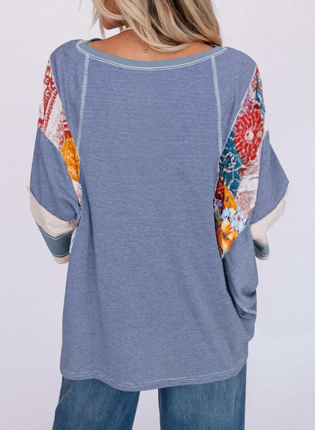 Lizzy | Blusa a righe con toppe 