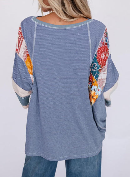 Lizzy | Blusa a righe con toppe 