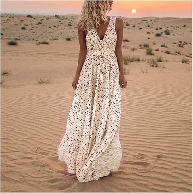 Ismena - Vestido Maxi Bohemio con Lunares