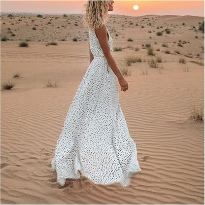 Ismena - Vestido Maxi Bohemio con Lunares