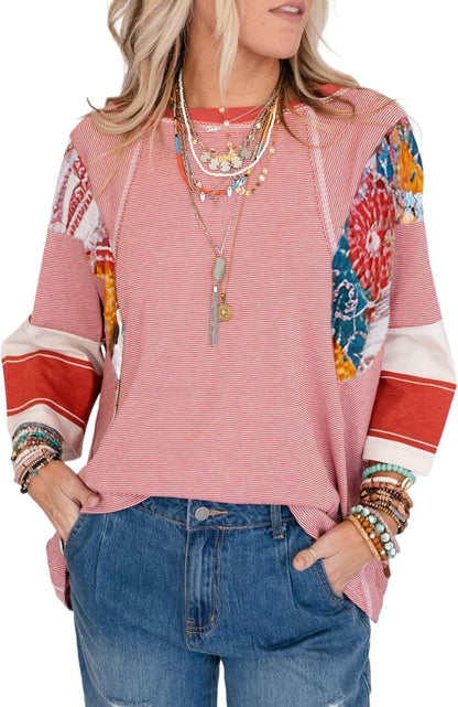 Lizzy | Blusa a righe con toppe 