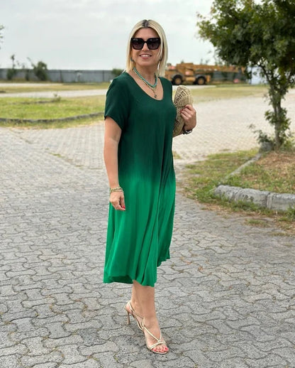 Mila | Vestido elegante de algodón con cuello redondo