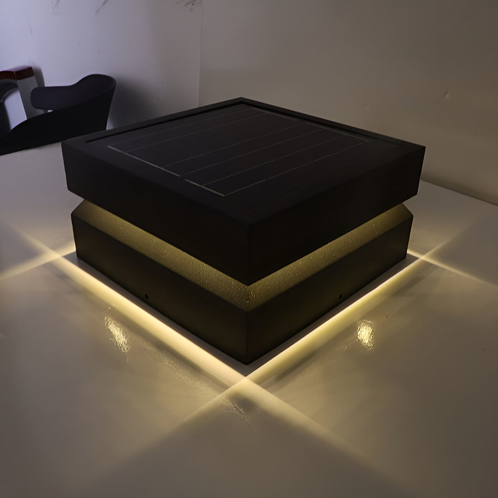 Luz de poste LED solar exterior negra moderna