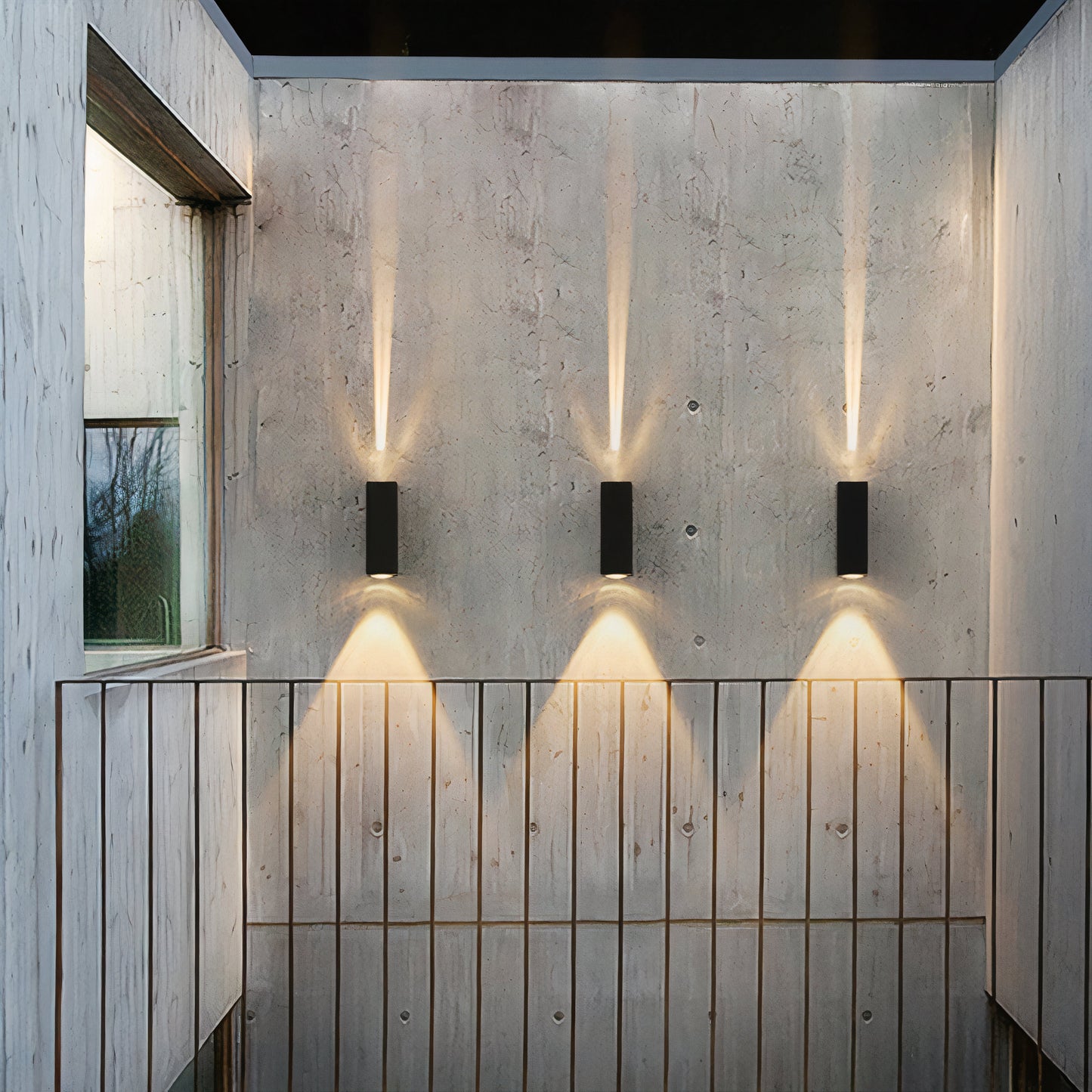 Lámpara de pared exterior de aluminio negro LED arriba y abajo
