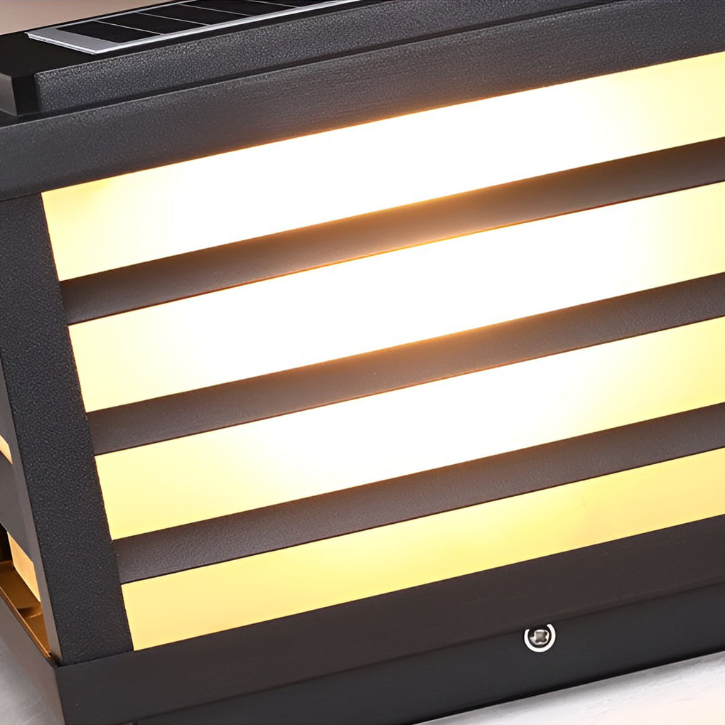 Luz de poste de cerca LED solar para exteriores negra
