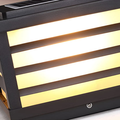 Luz de poste de cerca LED solar para exteriores negra