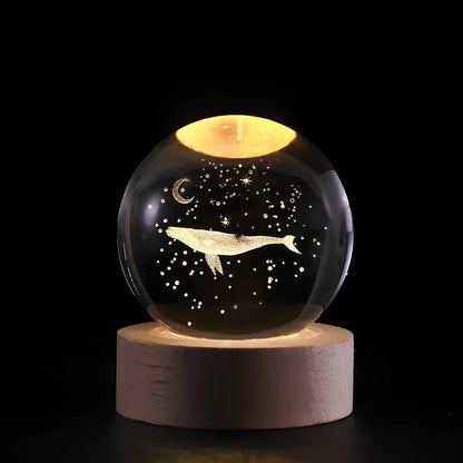 Luz nocturna LED con esfera de cristal 3D