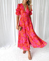Vestido largo elegante Camille con mangas abullonadas