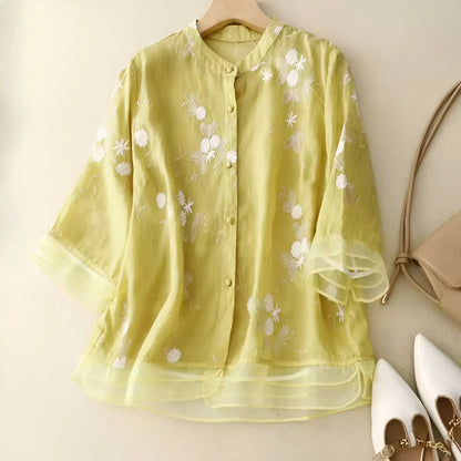 Jade | Top de algodón bordado con flores