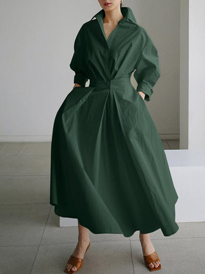 Brynn - Vestido A-Line con Cuello Polo Chic y Corte Acampanado
