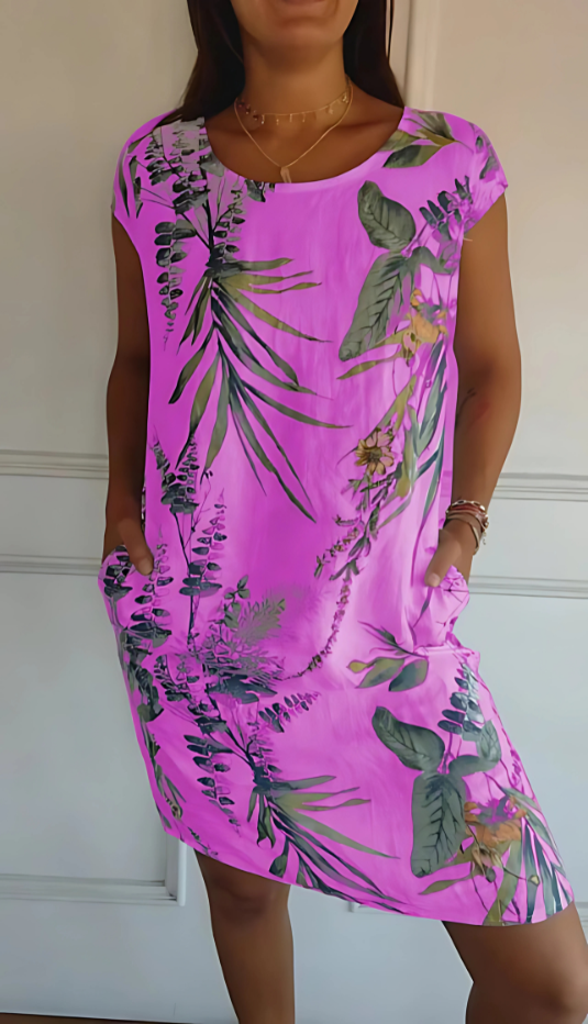 Iris - Vestido informal suelto hasta la rodilla con estampado