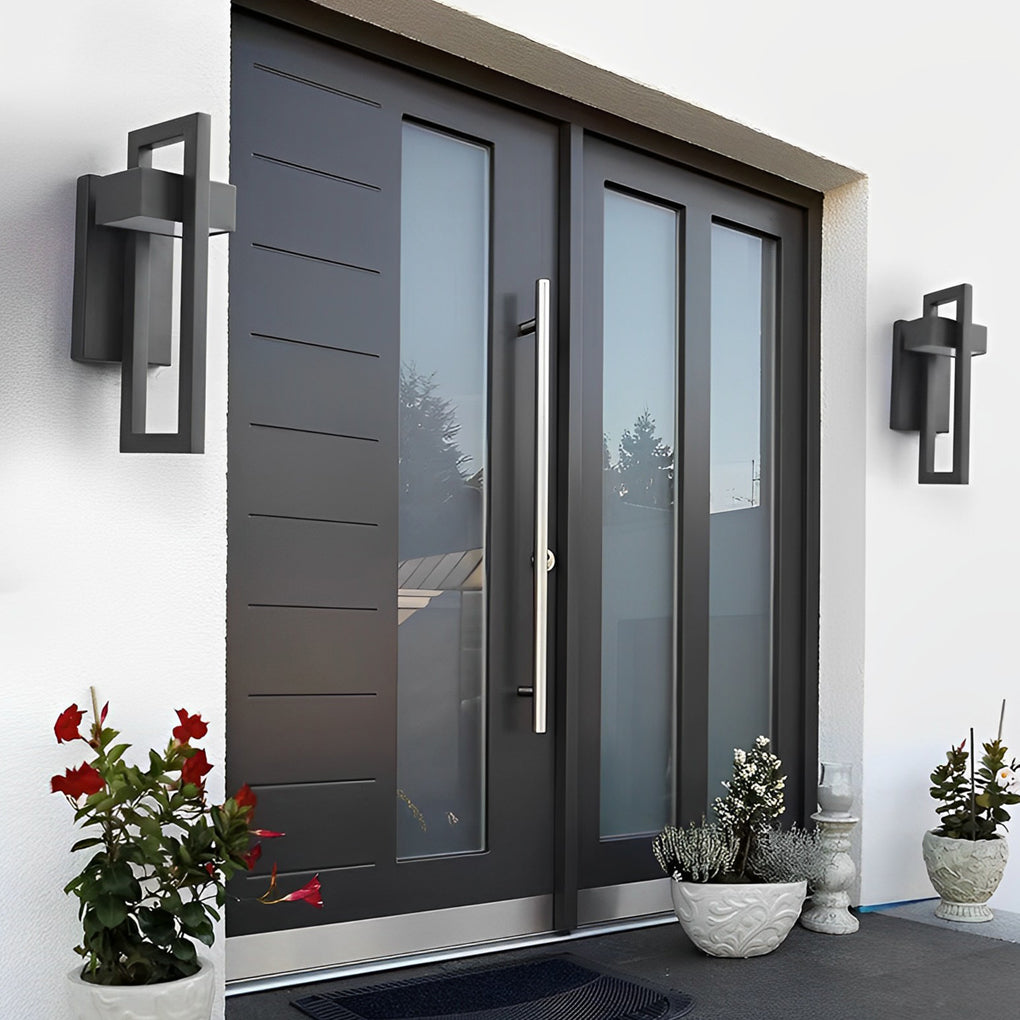 Lámpara de pared exterior moderna negra con LED