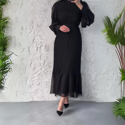 Cami - Elegante vestido de noche francés de otoño con malla acentuada
